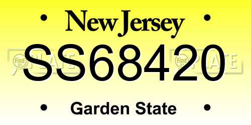 SS68420 New Jersey License Plate
