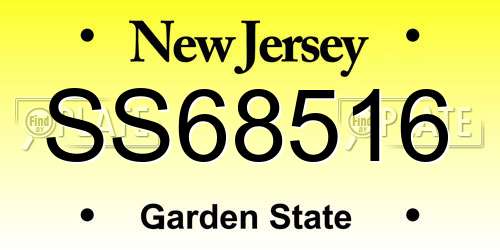 SS68516 New Jersey License Plate