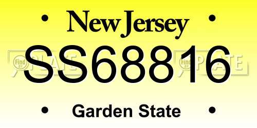 SS68816 New Jersey License Plate