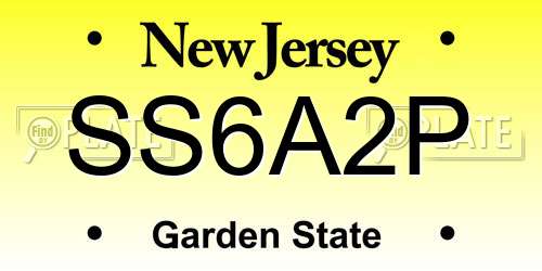 SS6A2P New Jersey License Plate