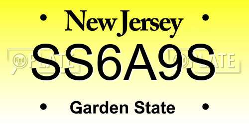 SS6A9S New Jersey License Plate