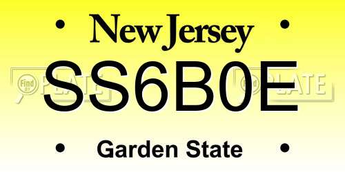 SS6B0E New Jersey License Plate