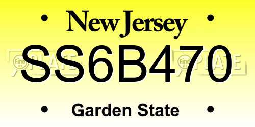 SS6B470 New Jersey License Plate