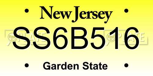 SS6B516 New Jersey License Plate