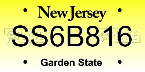 SS6B816 New Jersey License Plate
