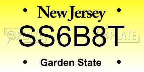 SS6B8T New Jersey License Plate