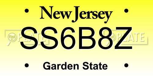 SS6B8Z New Jersey License Plate