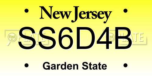 SS6D4B New Jersey License Plate