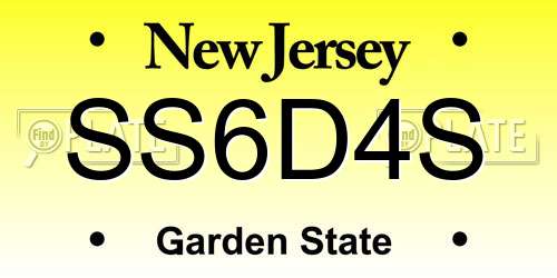 SS6D4S New Jersey License Plate