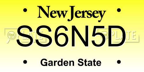 SS6N5D New Jersey License Plate