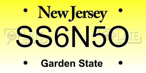 SS6N5O New Jersey License Plate