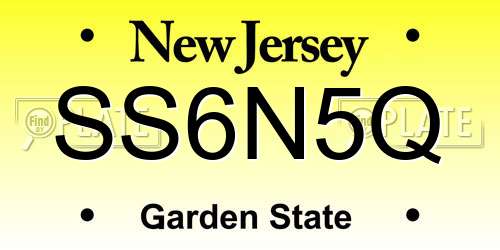 SS6N5Q New Jersey License Plate