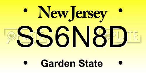 SS6N8D New Jersey License Plate