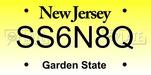 SS6N8Q New Jersey License Plate