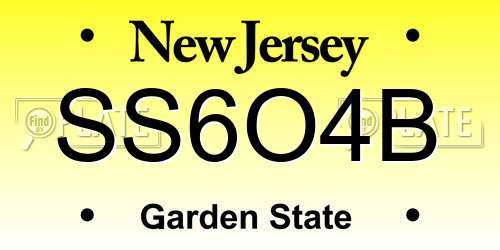 SS6O4B New Jersey License Plate