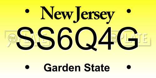 SS6Q4G New Jersey License Plate