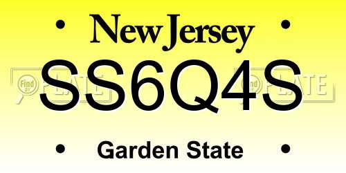 SS6Q4S New Jersey License Plate