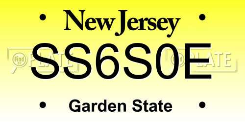 SS6S0E New Jersey License Plate