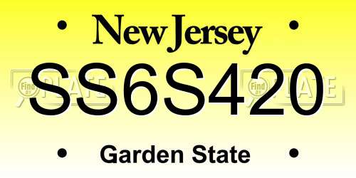 SS6S420 New Jersey License Plate