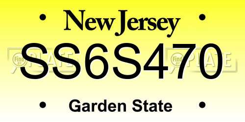 SS6S470 New Jersey License Plate