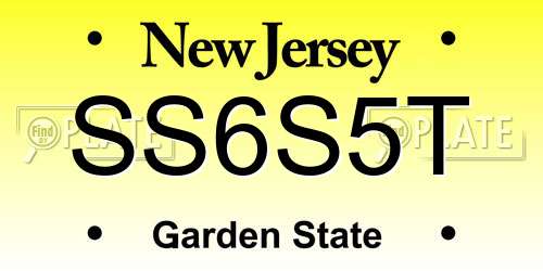 SS6S5T New Jersey License Plate