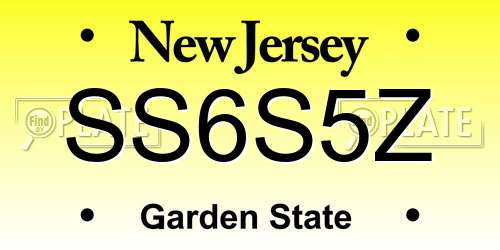 SS6S5Z New Jersey License Plate