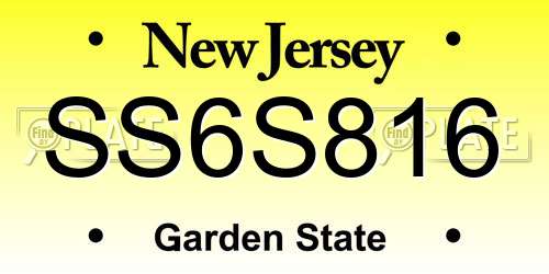 SS6S816 New Jersey License Plate