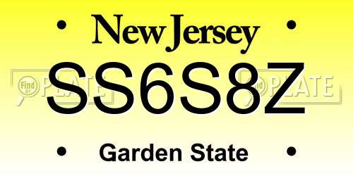 SS6S8Z New Jersey License Plate