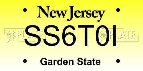 SS6T0I New Jersey License Plate