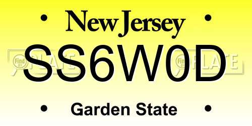 SS6W0D New Jersey License Plate