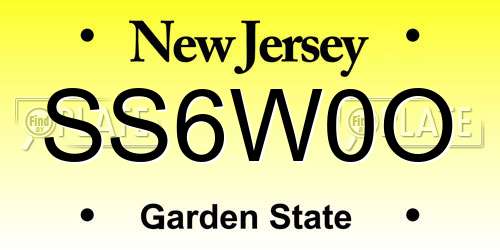 SS6W0O New Jersey License Plate