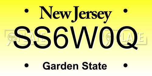 SS6W0Q New Jersey License Plate