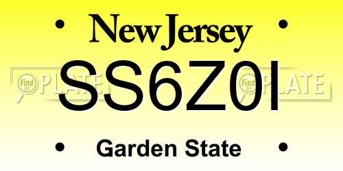 SS6Z0I New Jersey License Plate