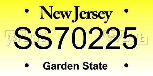 SS70225 New Jersey License Plate