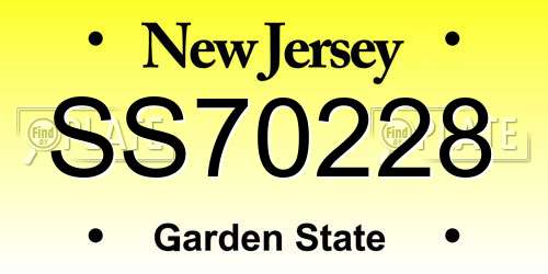 SS70228 New Jersey License Plate