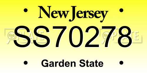 SS70278 New Jersey License Plate