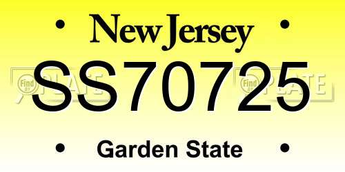 SS70725 New Jersey License Plate