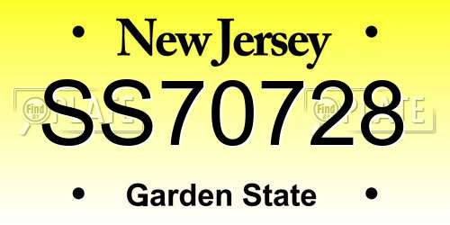 SS70728 New Jersey License Plate