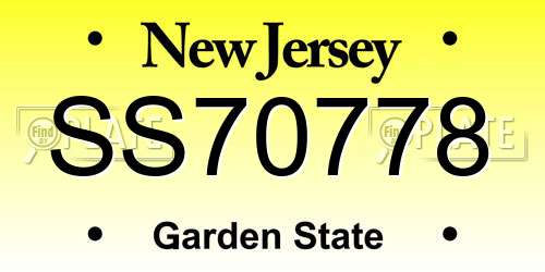SS70778 New Jersey License Plate