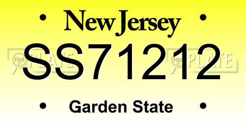 SS71212 New Jersey License Plate