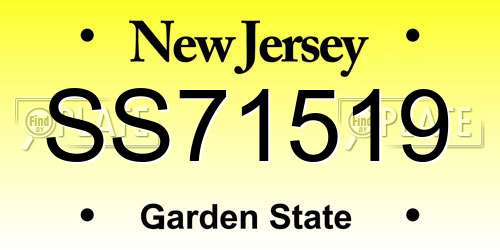 SS71519 New Jersey License Plate