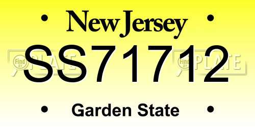 SS71712 New Jersey License Plate