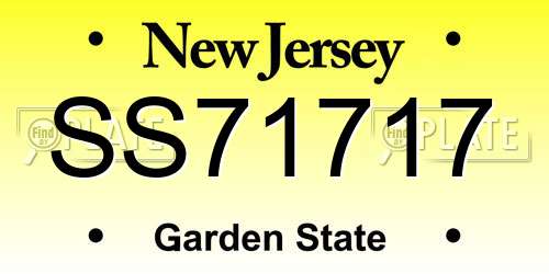 SS71717 New Jersey License Plate