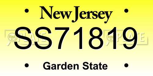 SS71819 New Jersey License Plate
