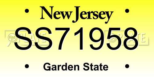 SS71958 New Jersey License Plate