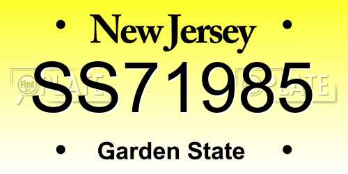 SS71985 New Jersey License Plate