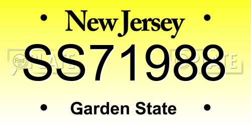 SS71988 New Jersey License Plate