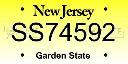 SS74592 New Jersey License Plate