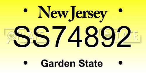 SS74892 New Jersey License Plate