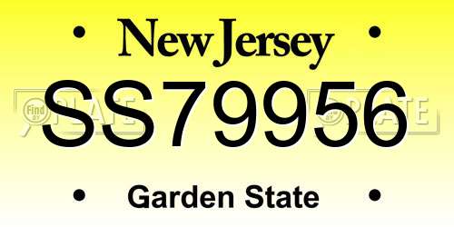 SS79956 New Jersey License Plate